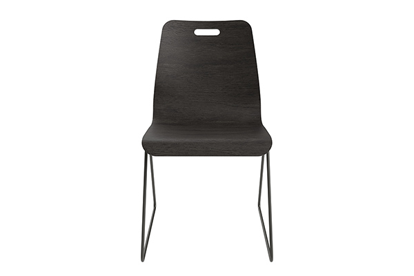 Apex chair with gray frame, black wood, handle